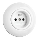 THPG 175835 Gniazdo z uziemieniem z bolcem do ramek porcelana biała