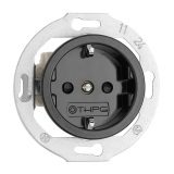 THPG 174025 Gniazdo z uziemieniem Schuko z przesłonami torów do ramek porcelana czarna