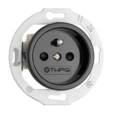 THPG 174026 Gniazdo z uziemieniem z bolcem do ramek porcelana czarna