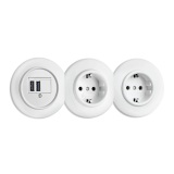 Stacja ładowania USB 100877 + Ramka fu00fcr Anschluu00dfdosen 176427+ 2 x Gniazdko 176400 + 2 x Ramka 176425