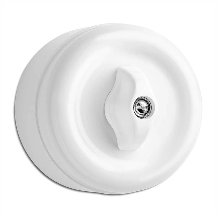 THPG 186889 Włącznik natynkowy pojedynczy / schodowy obrotowy duroplast biały