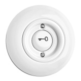 THPG 173079 Przycisk zwierny z symbolem Klucz porcelana biała
