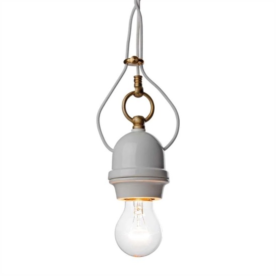 THPG 100031 Oprawa LOFT E27 porcelanowo-mosiężna, kabel biały