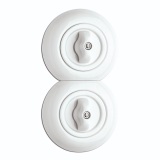 THPG 100376 Włącznik obrotowy dwubiegunowy porcelana biała