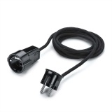 THPG 100855 Przedłużacz z wtyczką kątową i gniazdem, duroplast czarny, 2,5 m kabel w oplocie czarny