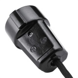 THPG 100855 Przedłużacz z wtyczką kątową i gniazdem, duroplast czarny, 2,5 m kabel w oplocie czarny
