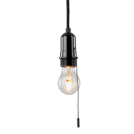 THPG 101180 Lampa wisząca MINIMAL z bakelitu, kołnierz 46 mm, z przełącznikiem pociąganym