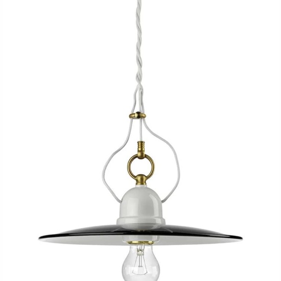 THPG 101182 Lampa wisząca z porcelany z kloszem emaliowanym
