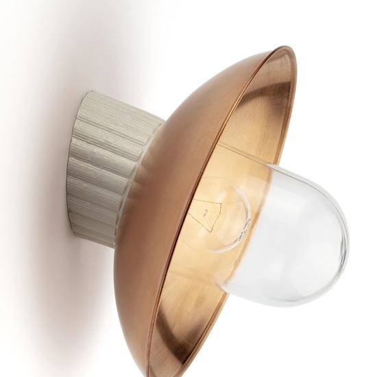 THPG 101287 Lampa ścienna MEDIUM 3 porcelana, miedź, klosz przezroczysty