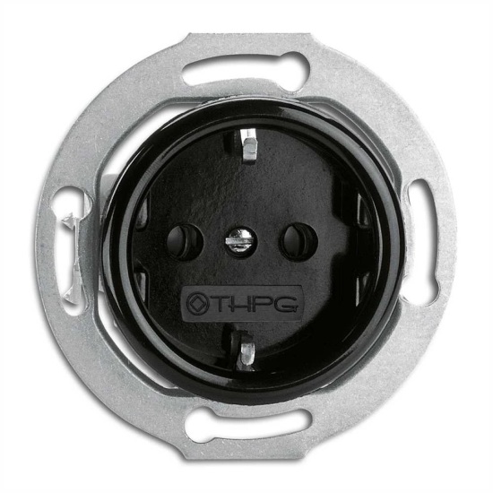 THPG 173038 Gniazdo z uziemieniem Schuko bakelit czarny