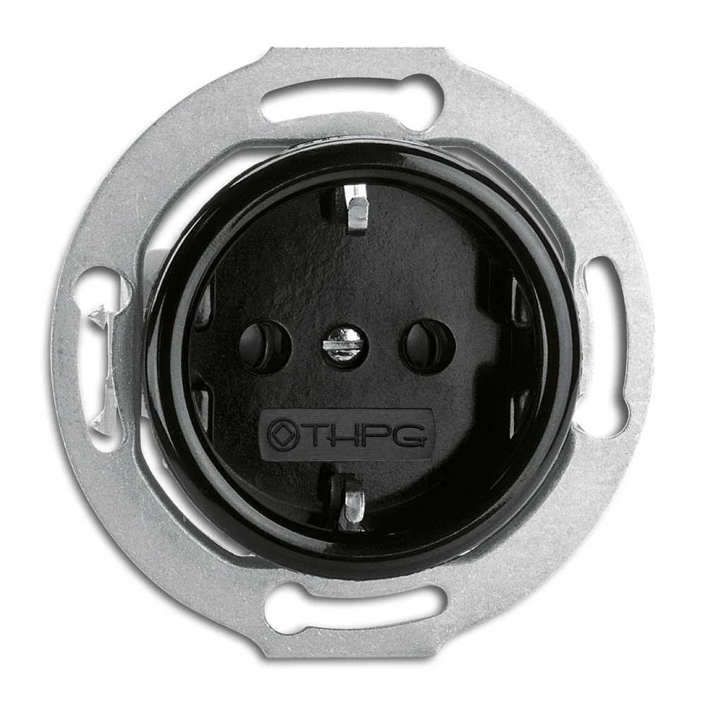 THPG 173038 Gniazdo z uziemieniem Schuko bakelit czarny