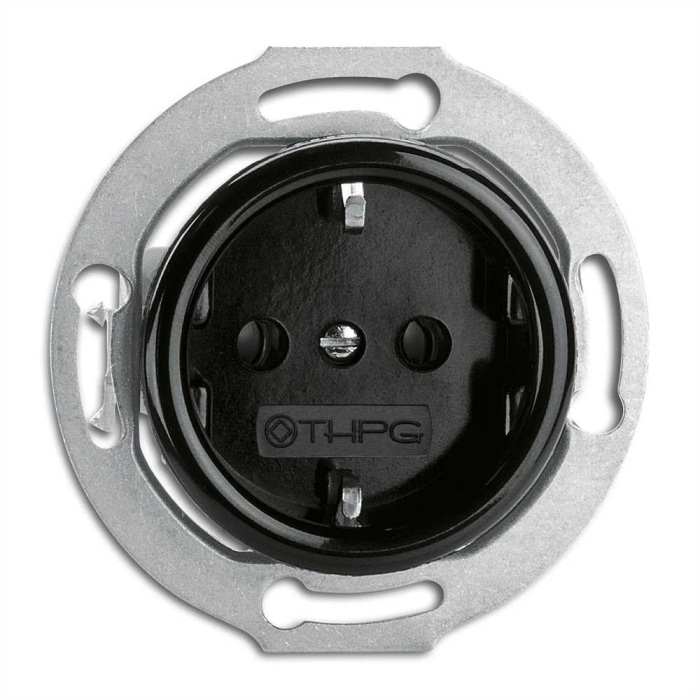 THPG 173038 Gniazdo z uziemieniem Schuko bakelit czarny