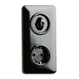 THPG 173038 Gniazdo z uziemieniem Schuko bakelit czarny