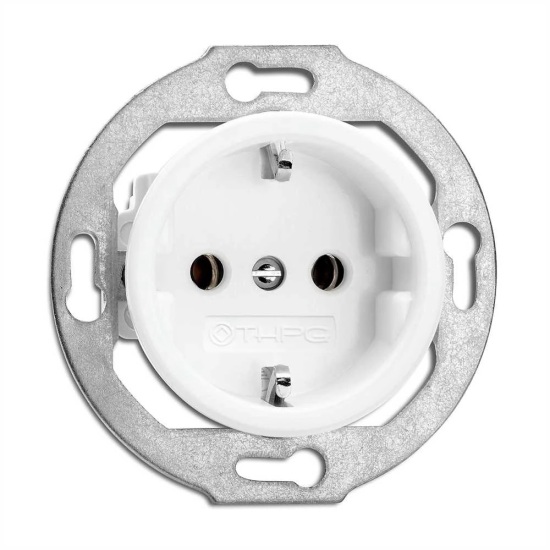 THPG 173067 Gniazdo z uziemieniem schuko porcelana biała