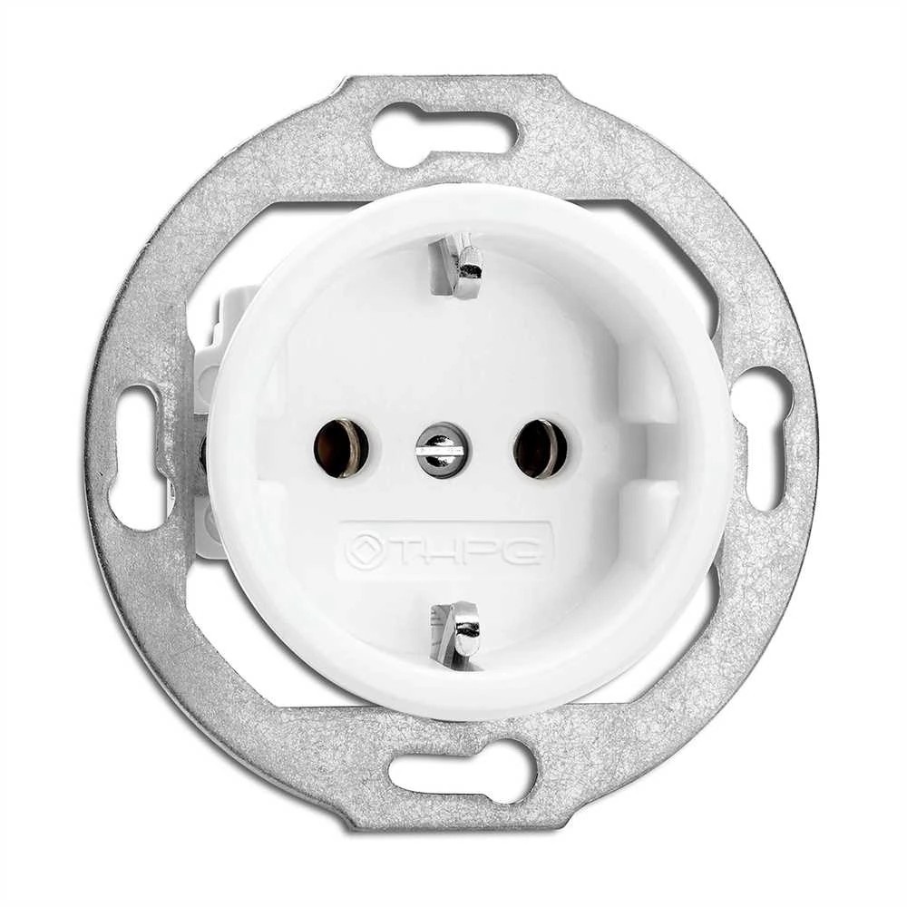 THPG 173067 Gniazdo z uziemieniem schuko porcelana biała