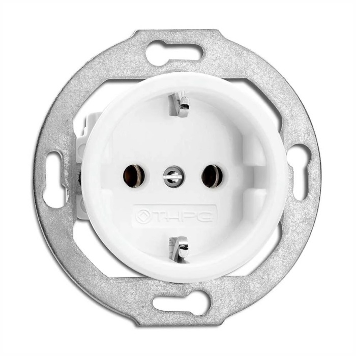 THPG 173067 Gniazdo z uziemieniem schuko porcelana biała