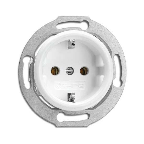 THPG 176400 Gniazdo z uziemieniem Schuko duroplast biały