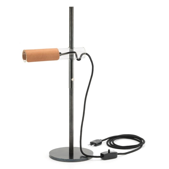 THPG 101871 Lampa wisząca z długim kloszem szklanym, wykończenie skórzane
