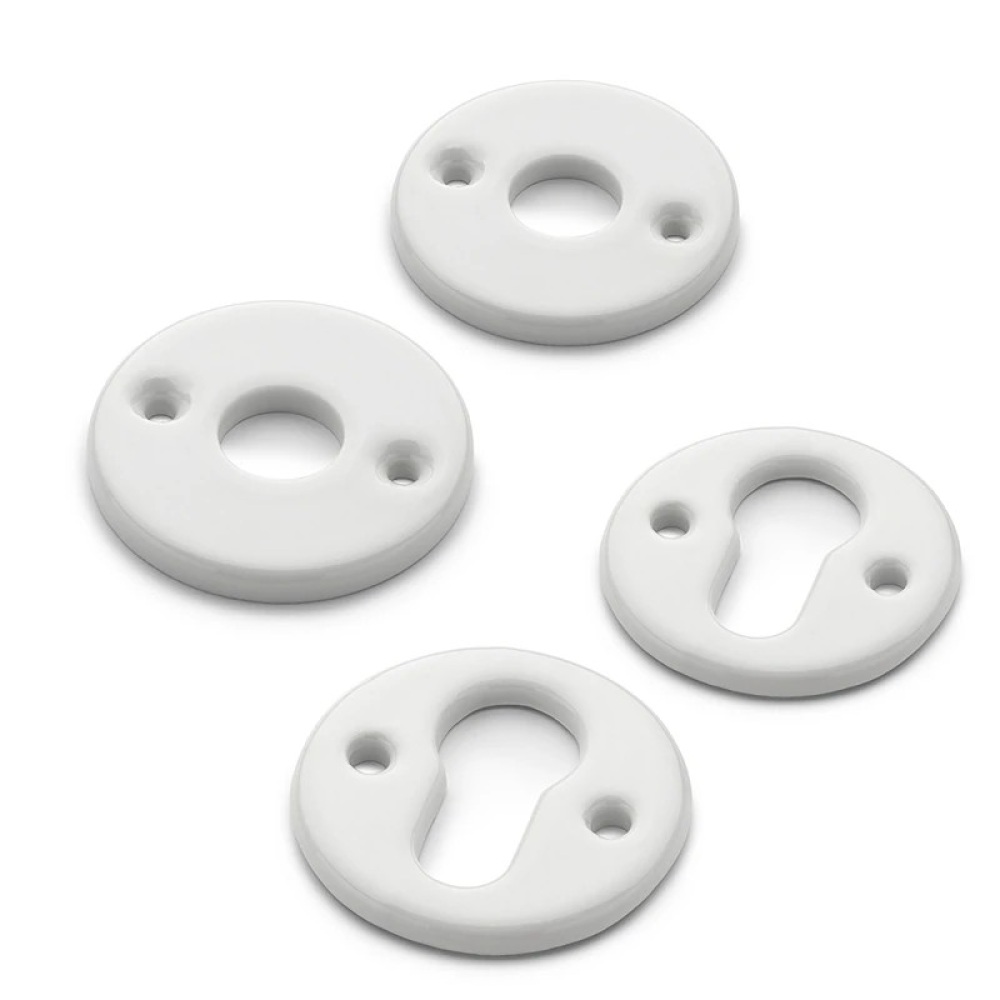 THPG 179976 Rozety 45 mm z białej porcelany, do wkładki bębenkowej (2 rozety klamki i 2 rozety klucza)