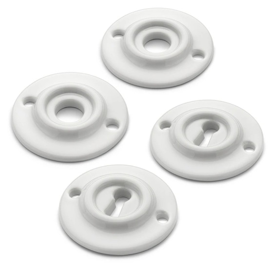 THPG 179979 Rozety 65 mm z białej porcelany, do klucza piórowego (2 rozety klamki i 2 rozety klucza)