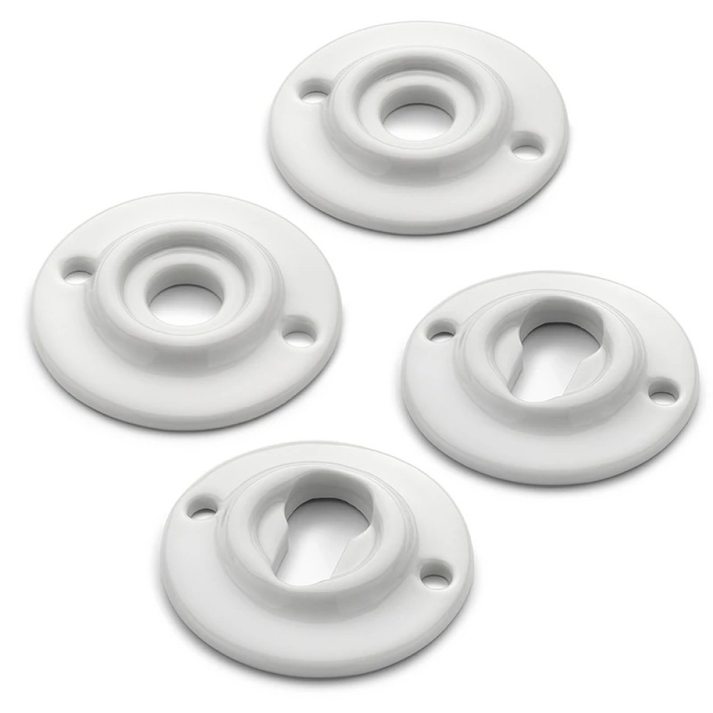 THPG 179980 Rozety 65 mm z białej porcelany, do wkładki bębenkowej (2 rozety klamki i 2 rozety klucza)