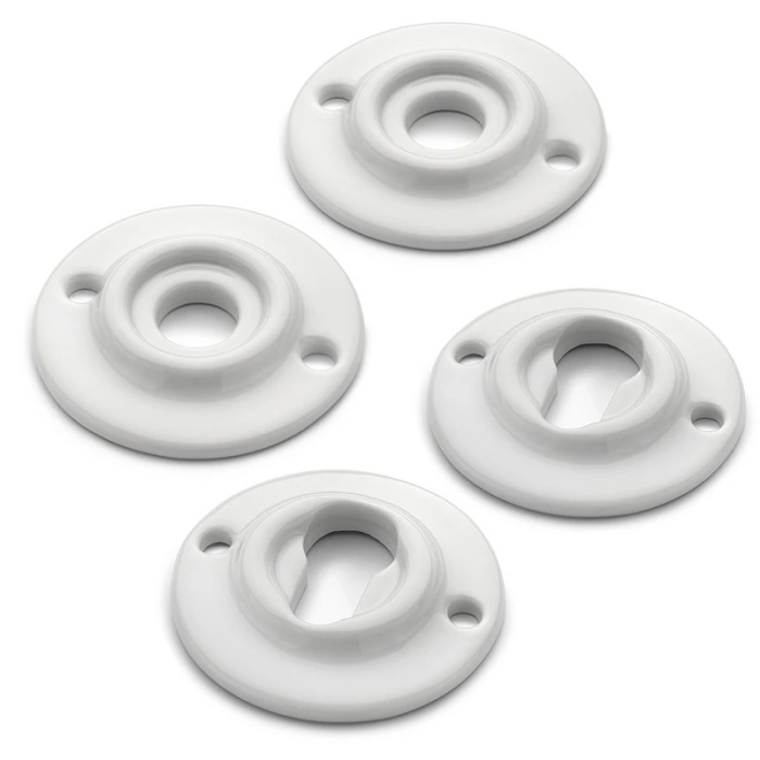 THPG 179980 Rozety 65 mm z białej porcelany, do wkładki bębenkowej (2 rozety klamki i 2 rozety klucza)