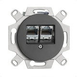 THPG 174033 Gniazdo komputerowe RJ45 kat. 6 podwójne porcelana czarna