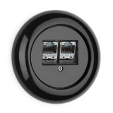 THPG 174033 Gniazdo komputerowe RJ45 kat. 6 podwójne porcelana czarna