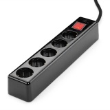 THPG 101035 Listwa zasilająca 5-gniazdowa z bakelitu, z włącznikiem, wtyczka schuko, kabel 2,5 m czarny